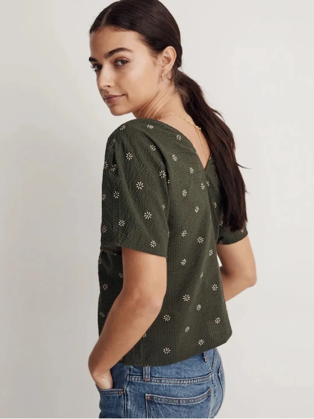 Madewell Top Blouse Puff Sleeve Floral Women’s size 6 NWT